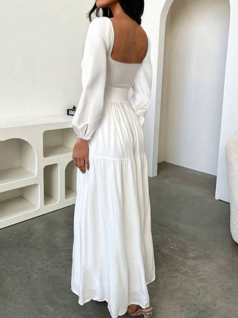 Devine Tie Front Long Sleeve Maxi Dress Maxi dress Luxurious Weddings