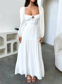 Devine Tie Front Long Sleeve Maxi Dress Maxi dress Luxurious Weddings