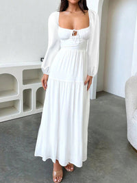 Devine Tie Front Long Sleeve Maxi Dress Maxi dress Luxurious Weddings