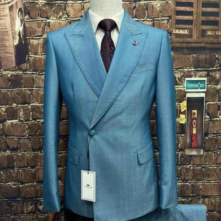 2pc Custom Men's Business Suit | Turquoise Mens Suits Luxurious Weddings