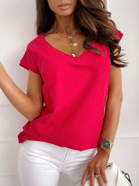 V-Neck Short Sleeve T-Shirt Women's Tops Luxurious Weddings