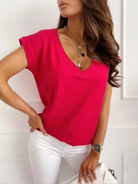 V-Neck Short Sleeve T-Shirt Women's Tops Luxurious Weddings