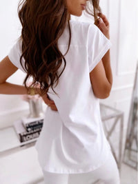 V-Neck Short Sleeve T-Shirt Women's Tops Luxurious Weddings