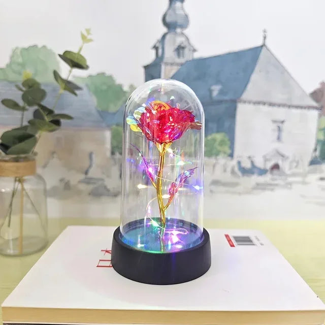 Mothers Day Gift Eternal Rose LED Light Foil Flower In Glass Cover Mothers Day Luxurious Weddings