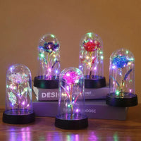 Mothers Day Gift Eternal Rose LED Light Foil Flower In Glass Cover Mothers Day Luxurious Weddings