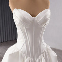Vintage A-Line Strapless Satin Wedding Dress A-line Gown Luxurious Weddings