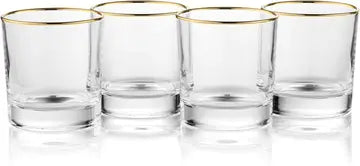 Gold-Rimmed Whiskey Tumblers Set Of 4 Luxurious Weddings