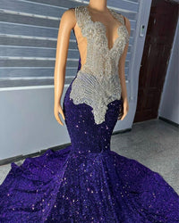 Stunning Violet Rhinestone Glitter Gown Rhinestone Gown Luxurious Weddings