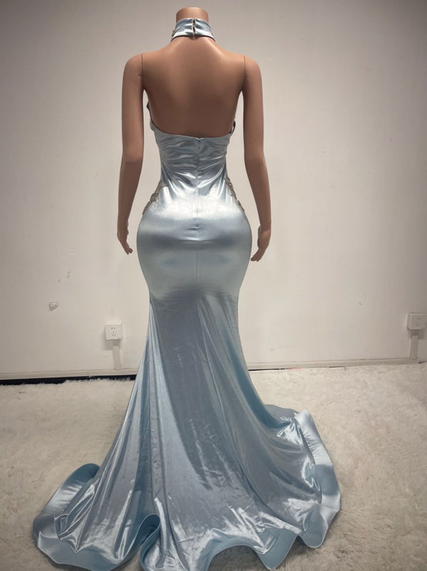 Pastel Blue Handmade Rhinestone Gown Rhinestone Gown Luxurious Weddings