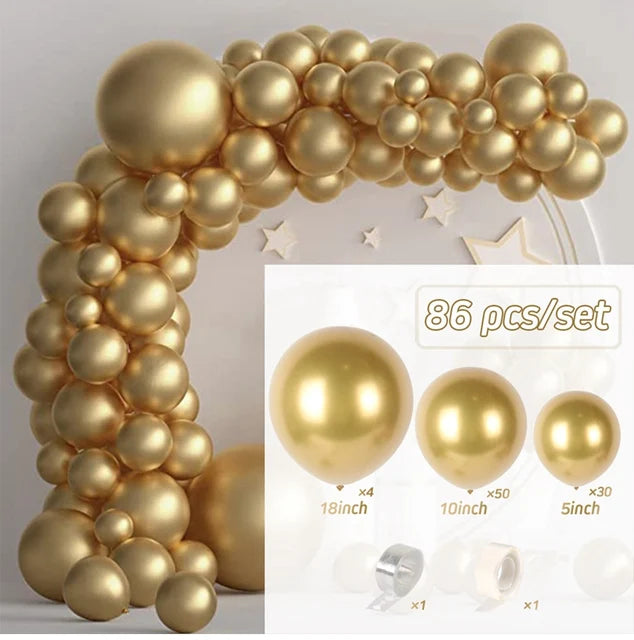 White Gold Balloon Garland Arch Kit Luxurious Weddings