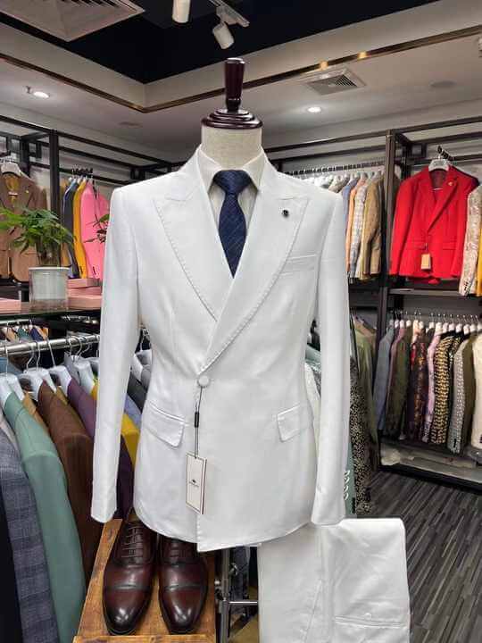 2pc Custom Men's Business Suit | White Mens Suits Luxurious Weddings