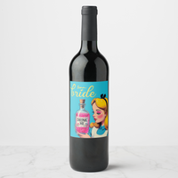 Bachelorette wine bottle with 'Team Bride' label featuring playful design and vibrant colors for celebrations.