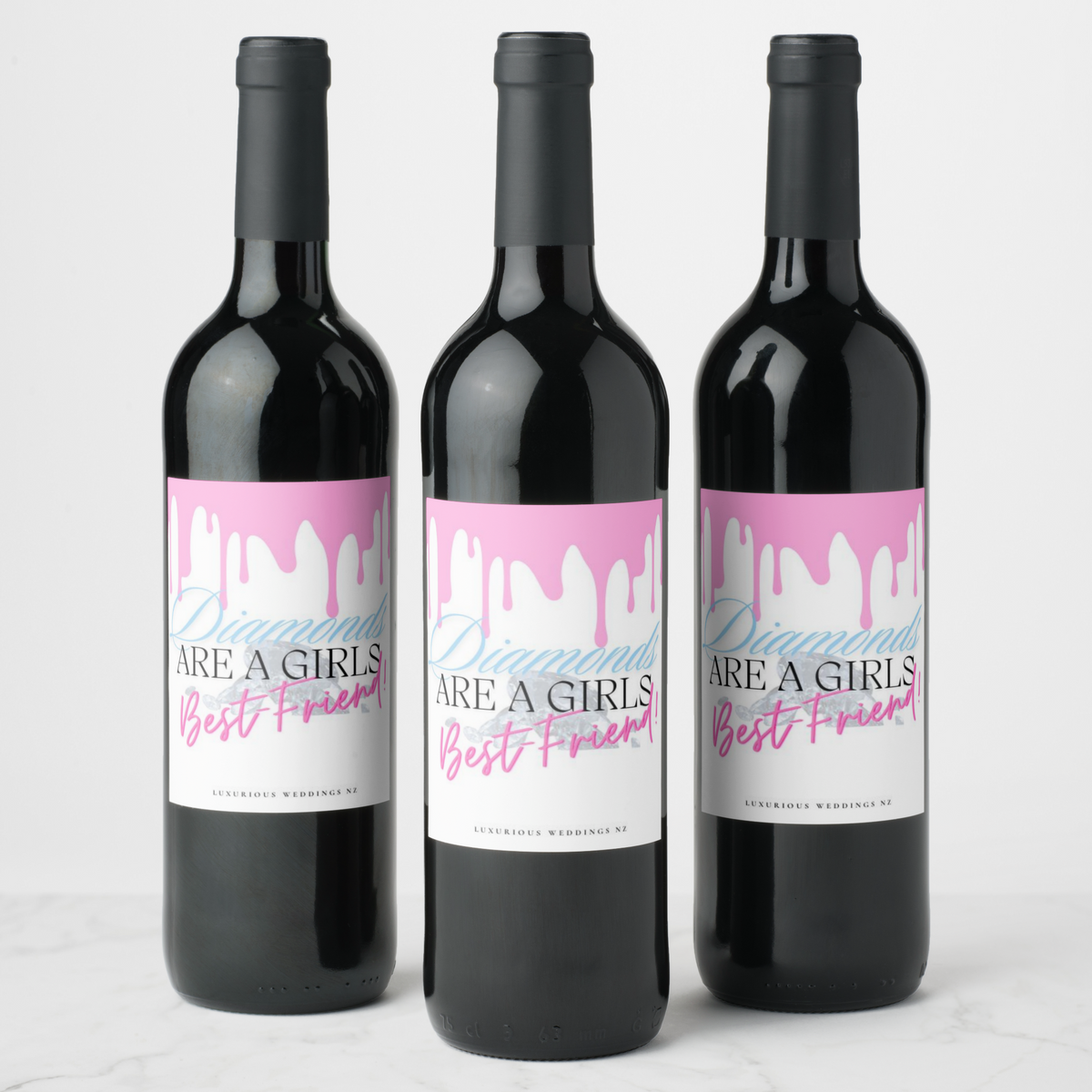 Bachelorette Wine Labels | Diamonds Wine Labels Luxurious Weddings