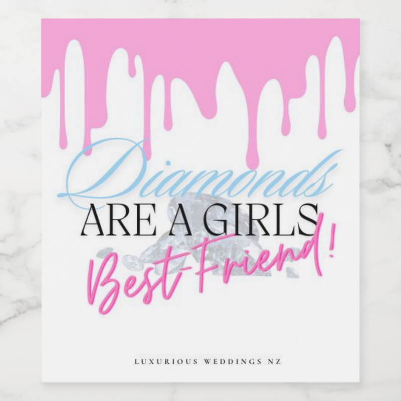 Bachelorette Wine Labels | Diamonds Wine Labels Luxurious Weddings