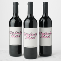 Bachelorette wine bottles with playful 'Drink Me!' labels by Luxurious Weddings, perfect for celebrations.
