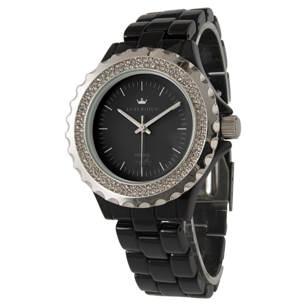 Black Rhinestone Stainless Steel Watch by Luxurious Watches Luxurious Weddings