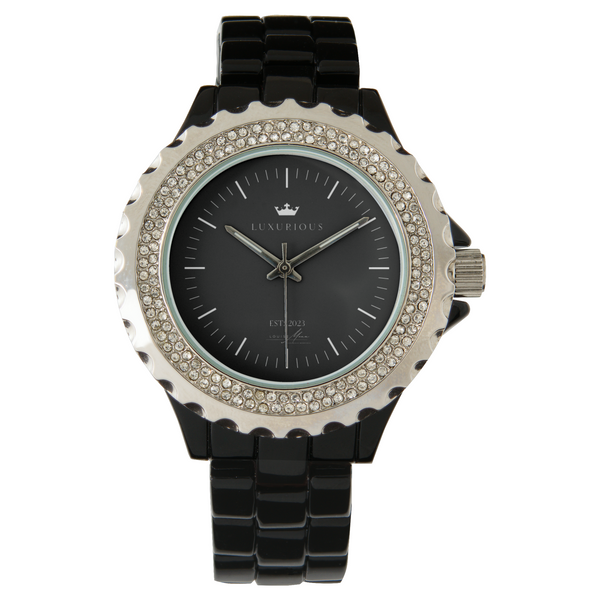 Black Rhinestone Stainless Steel Watch by Luxurious Watches Luxurious Weddings