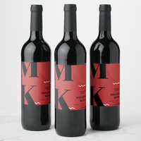 Red & Black Wine Bottle Labels x6 Wine Labels Luxurious Weddings