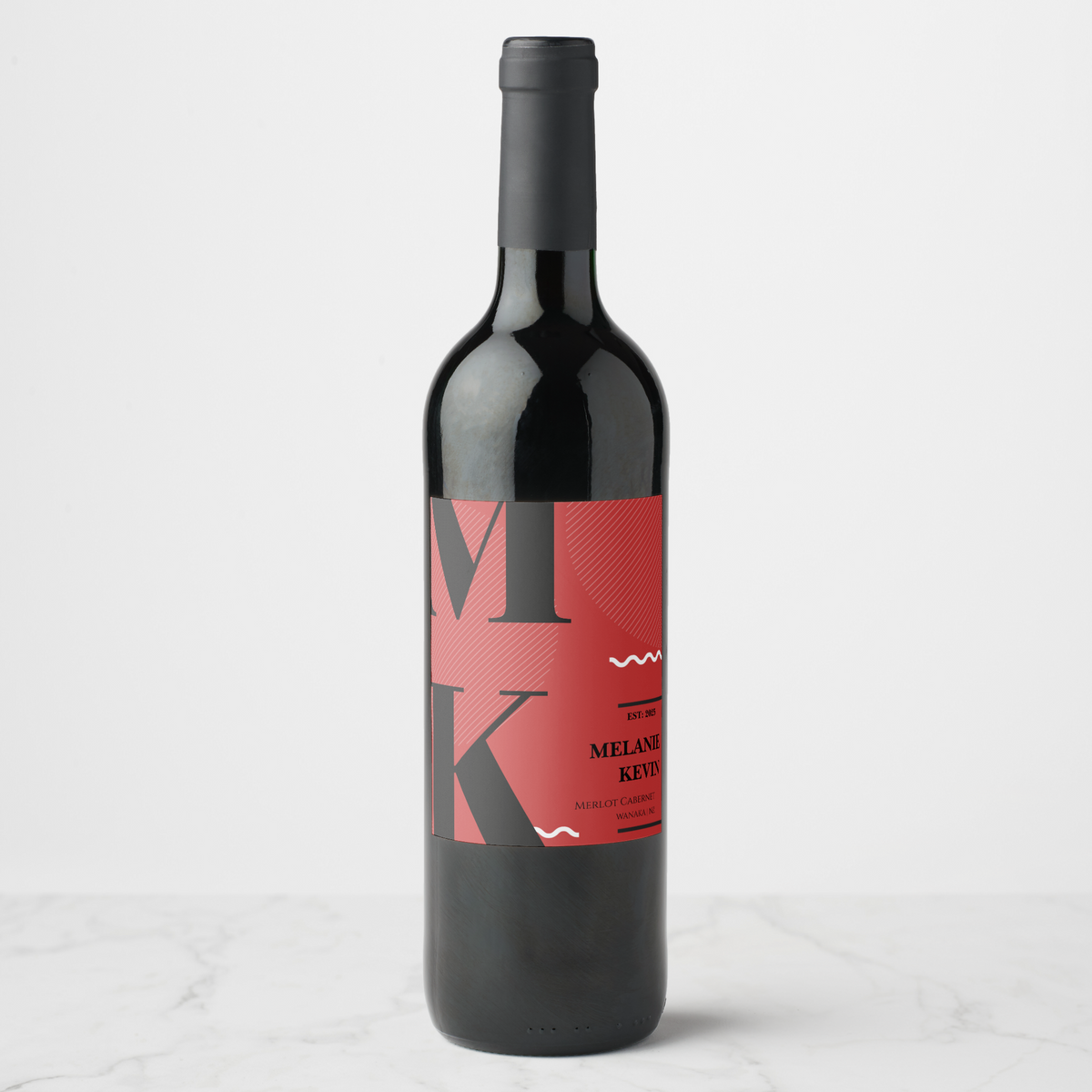 Red & Black Wine Bottle Labels x6 Wine Labels Luxurious Weddings