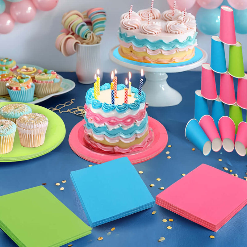 50pcs Colorful Paper Cups & Plates Set for Parties Tableware Luxurious Weddings