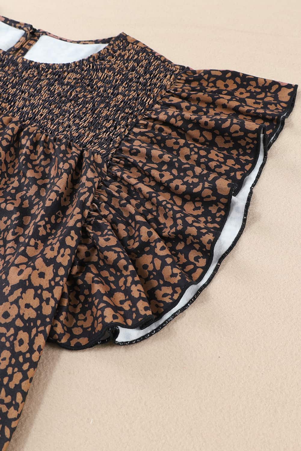 Plus Size Printed Smocked Butterfly Sleeve Blouse Luxurious Weddings