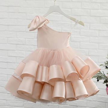 Children's Wedding Dress Girls One-shoulder Show Princess Fluffy Luxurious Weddings