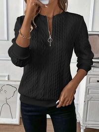 Texture Half Zip Long Sleeve Sweatshirt sweater Luxurious Weddings