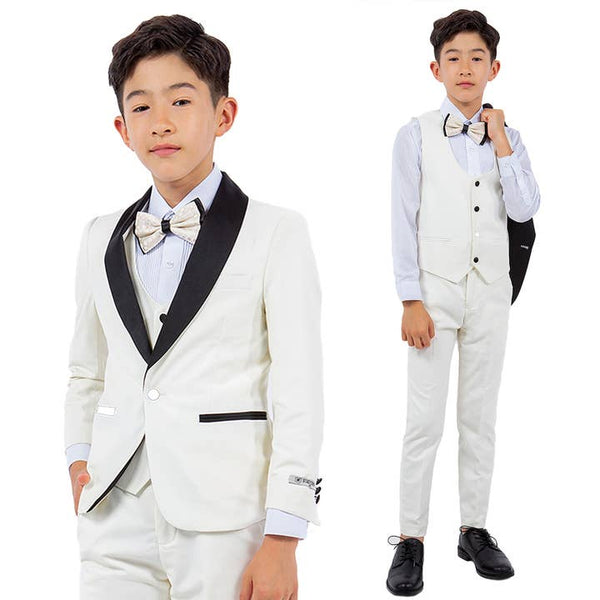 Ivory Stacy Adams Boys Tuxedo, Slim-Fit 5pc w/ Tuxedo Shirt Suit Luxurious Weddings