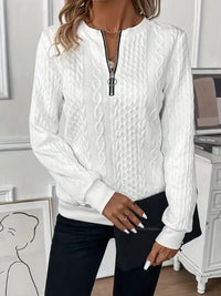 Texture Half Zip Long Sleeve Sweatshirt sweater Luxurious Weddings