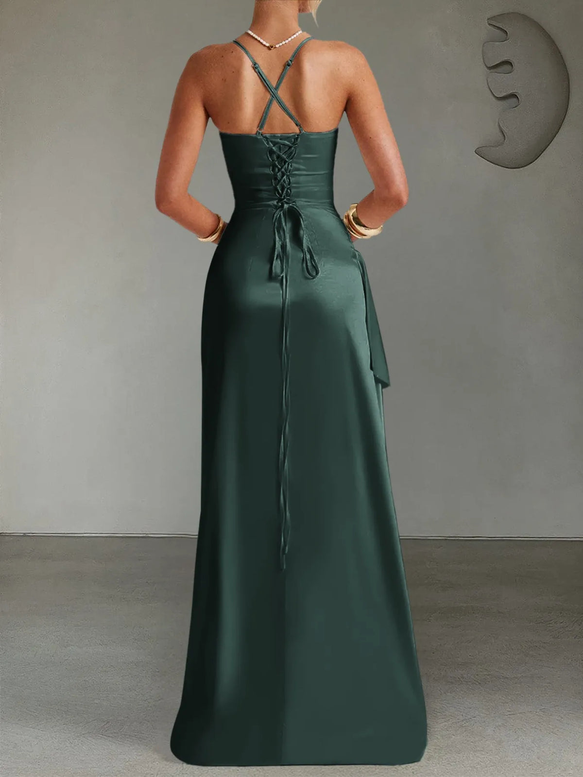 Slit Crisscross Back Maxi Cami Dress Formal Dress Luxurious Weddings