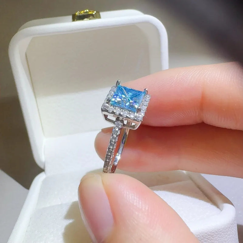 2 Carat Moissanite 925 Sterling Silver Square Shape Ring men's rings Luxurious Weddings