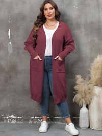 Plus Size Long Sleeve Pocketed Cardigan Plus size Luxurious Weddings