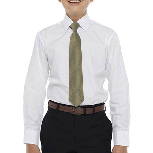 White Boys Dress Shirt, Solid Tan Tie Shirt Luxurious Weddings