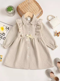 Children's Ruffled Bow Collared Neck Dress kids clothing Luxurious Weddings
