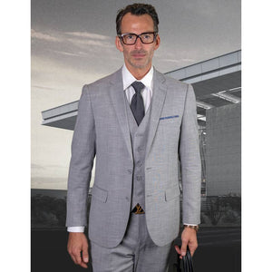 Lazaro Italian 3 Pc Slim Fit Men's Suit, Grey SUIT Luxurious Weddings