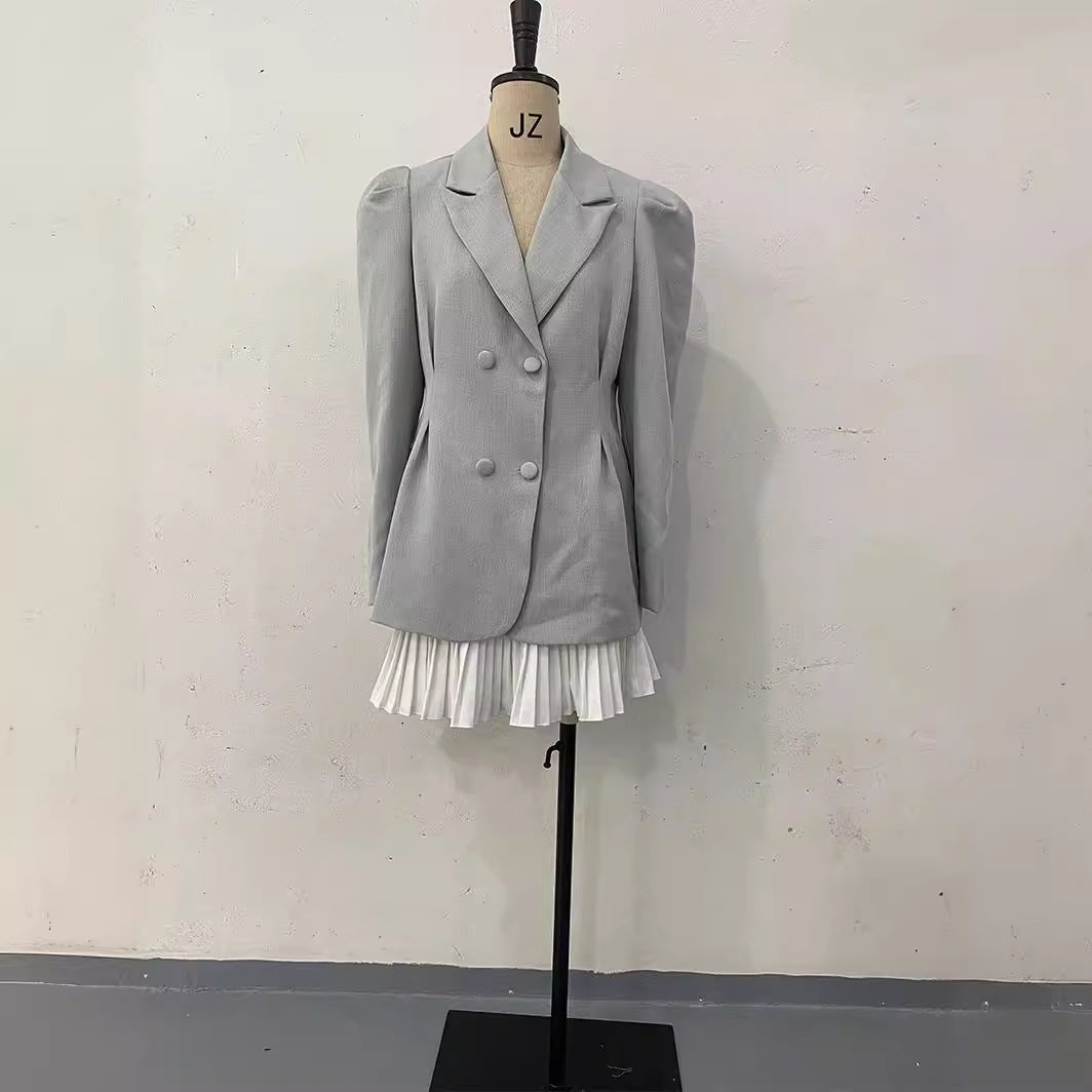 Breasted Puff Sleeve Suit Jacket And Skirt Suit woman's suit Luxurious Weddings