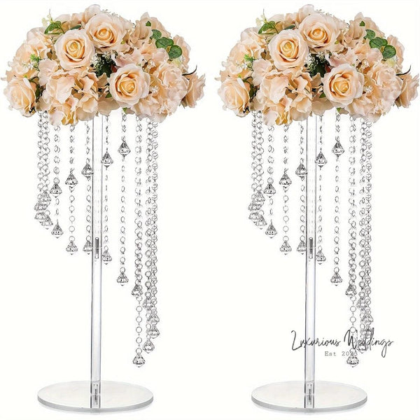 Acrylic Vase Stands - Elegant Wedding Centerpieces - 2 Pcs Luxurious Weddings