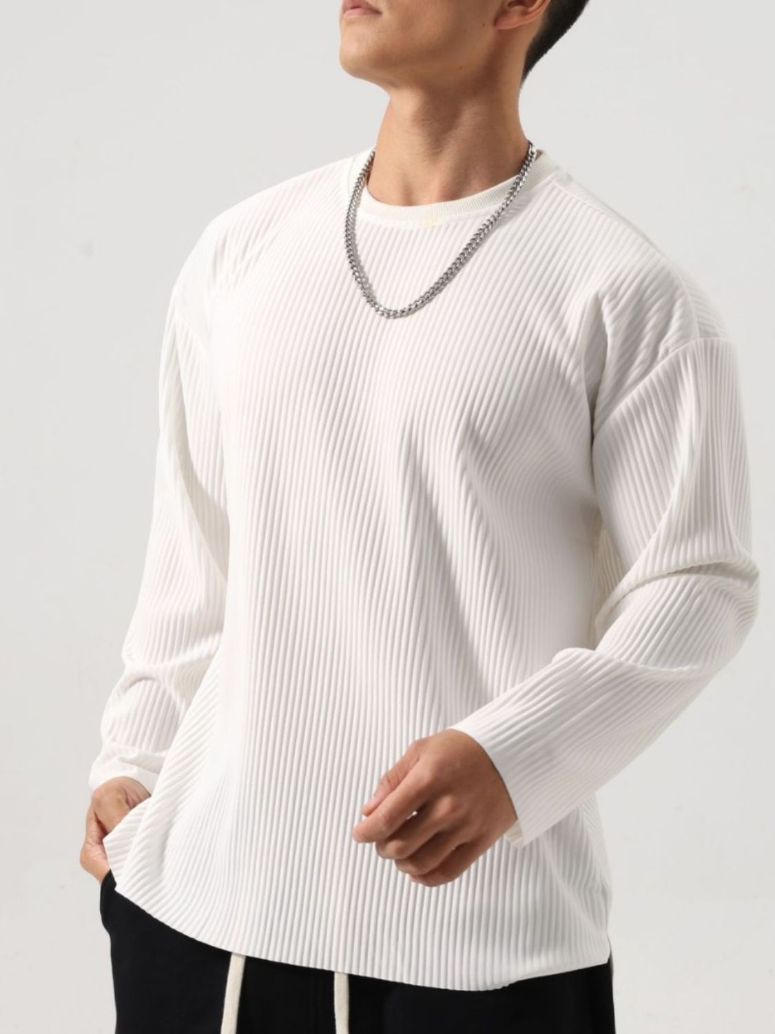 Men's Plus Size Round Neck Long Sleeve T-Shirt long sleeved Tshirt Luxurious Weddings