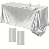 Elegant Golden Satin Tablecloth Overlay - 102 x 58\" Tablecloth Luxurious Weddings