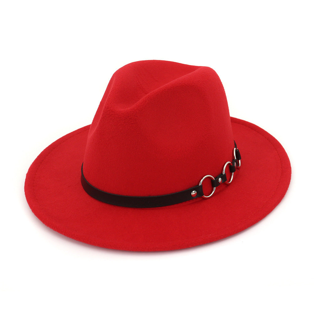 60cm Woolen Fedora Hat | Red