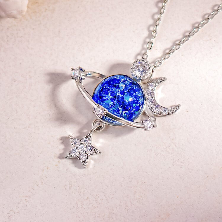 Starry Sky Inlaid Zircon Moon Star Necklace NECKLACE Luxurious Weddings