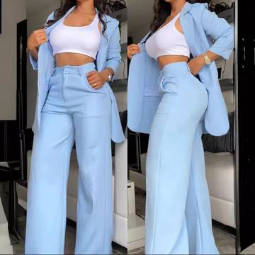 Pure Color Split Sleeve Lapel Suit Straight-leg Pants Suit Women women's set Luxurious Weddings