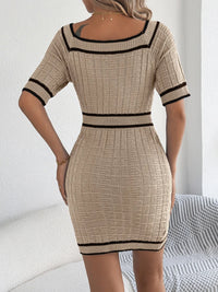 Decorative Button Short Sleeve Sweater Dress Sweater Dress Luxurious Weddings