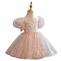 Girls Piano Performance Sequin Princess Dress