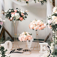 Gold Metal Trumpet Vase Set - Elegant Decor Vases Luxurious Weddings