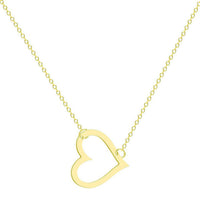 a gold necklace with a heart on it