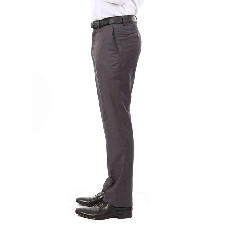 Slim Fit Flat Front Solid Color Formal Dress Pants Drk Grey Dress Pants Luxurious Weddings
