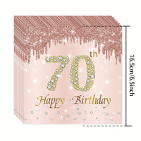 a pink 70th birthday card with a gold number