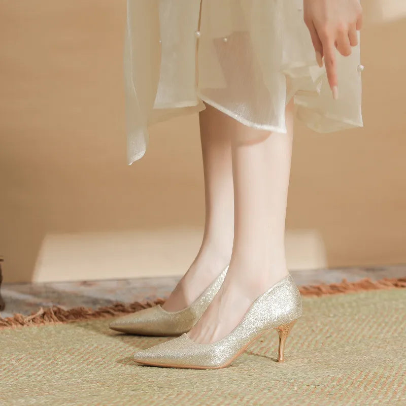 Point Toe Kitten Heels Pumps Bridal Shoes Luxurious Weddings