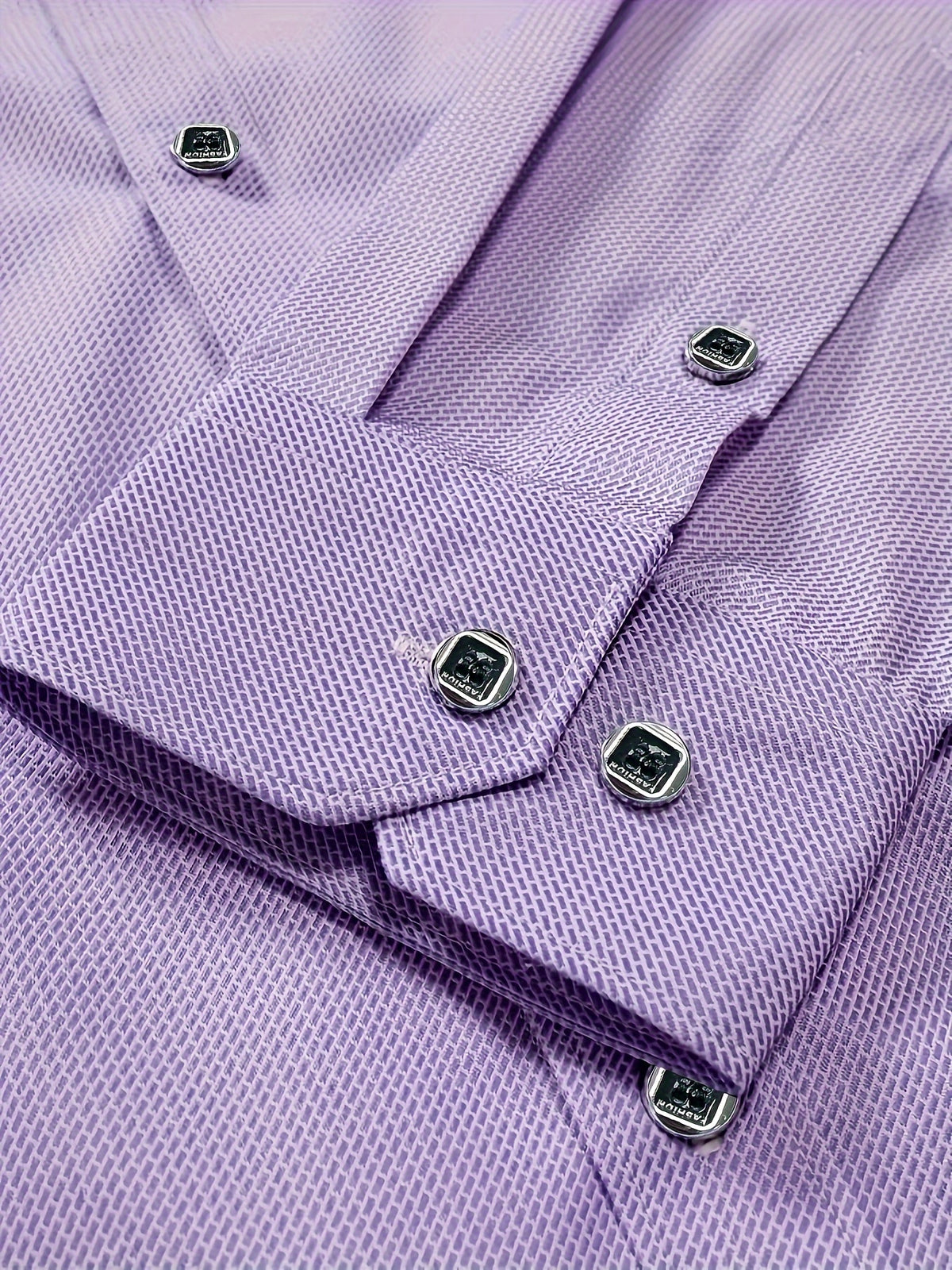 a close up of a purple dress shirt